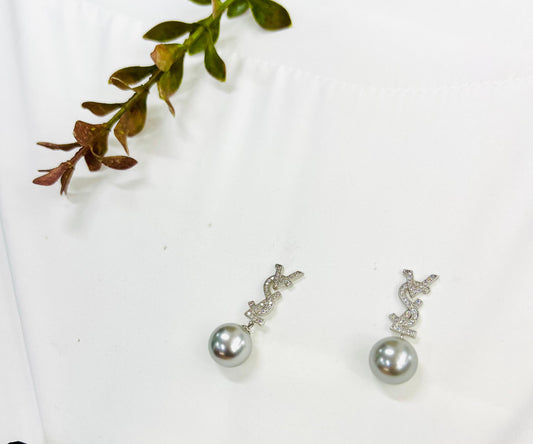 YSL Silver Pearl Earring