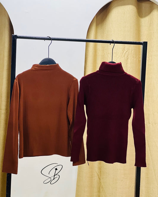 Women's Turtleneck Slim Long Tops