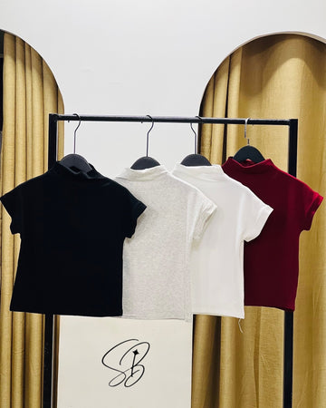 High Neck T-shirts | White, Black, Red.