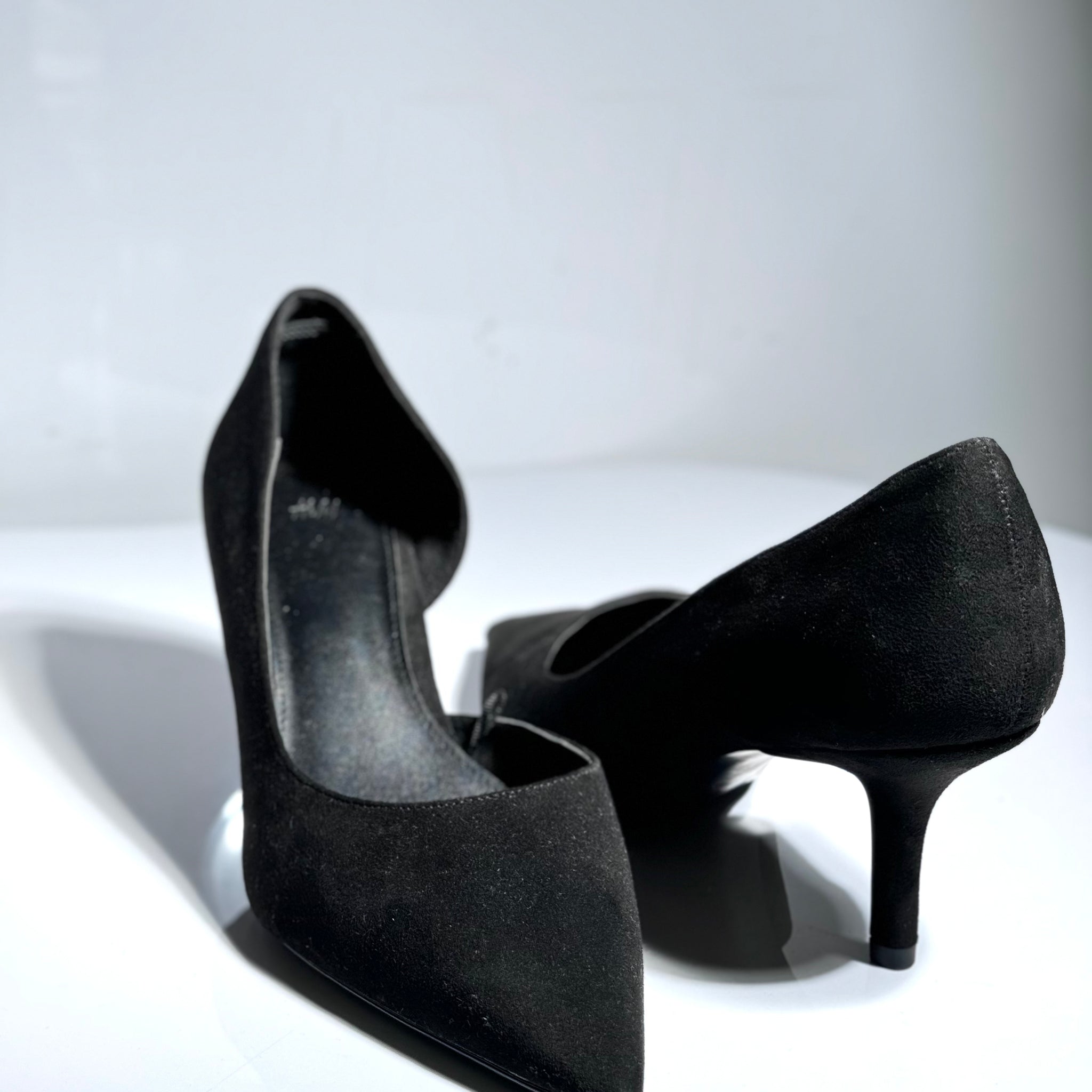 Black Pointy Toe Slip Heels