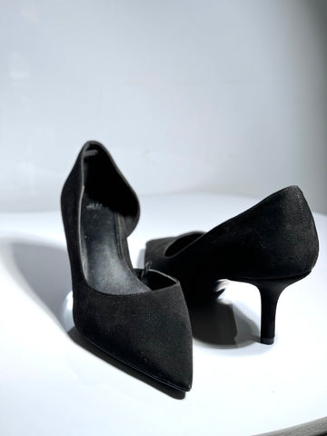 Black Pointy Toe Slip Heels