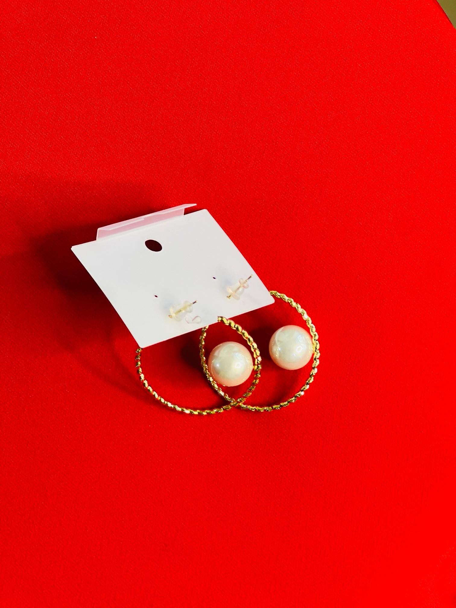 Pearl hoop earring