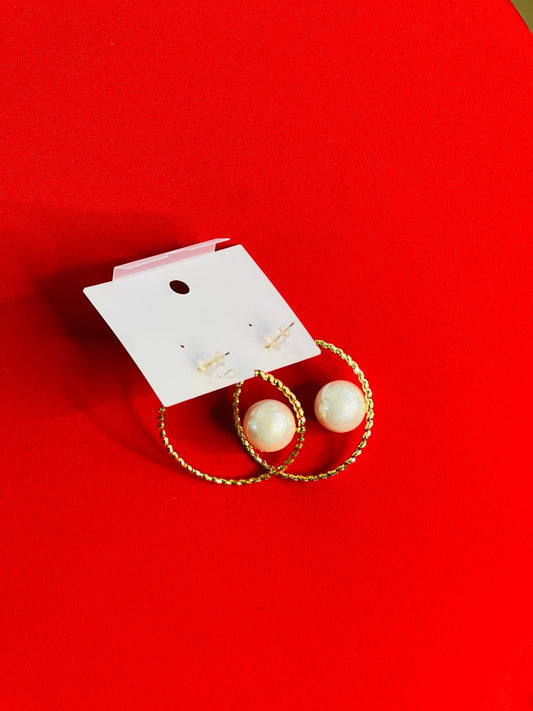 Pearl hoop earring