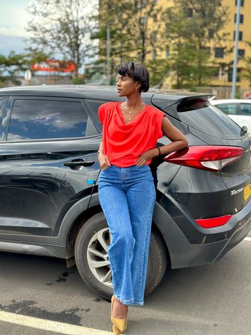 Cowl neck sleeveless blouse