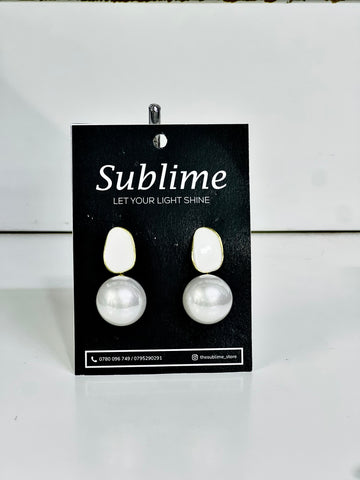 Silver White Pearl Drop Earrings