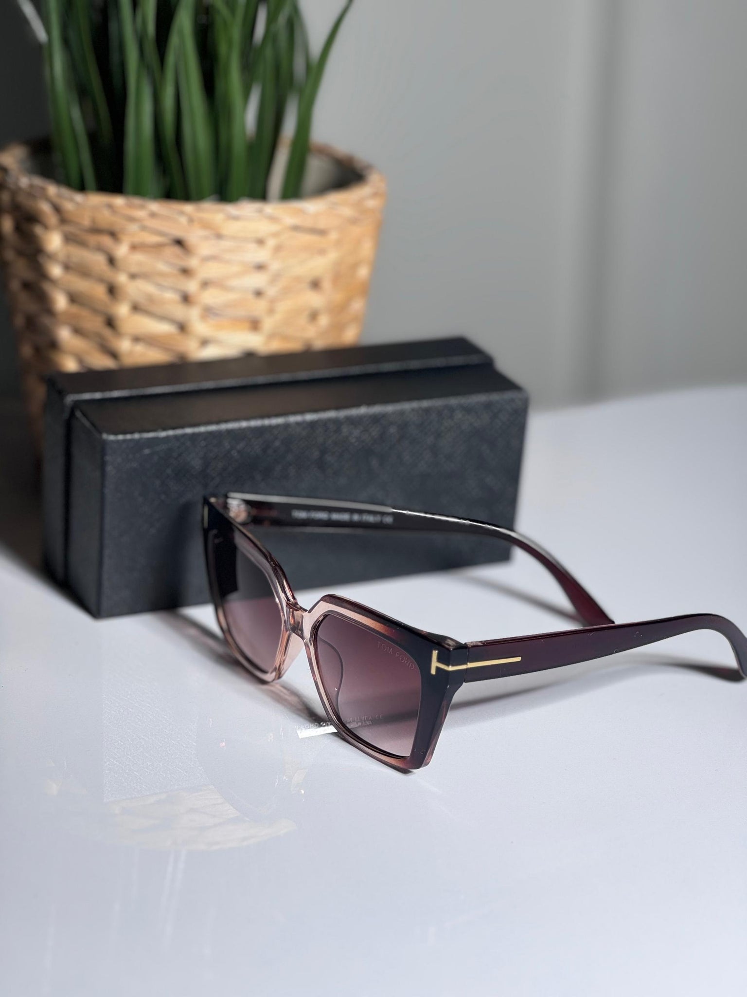 Dark Red Tom Ford Sunglasses with box